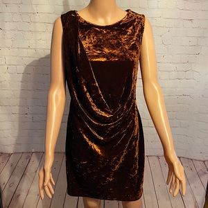 Vera Wang brown/bronze/copper crushed velvet christmas dress size mp medium